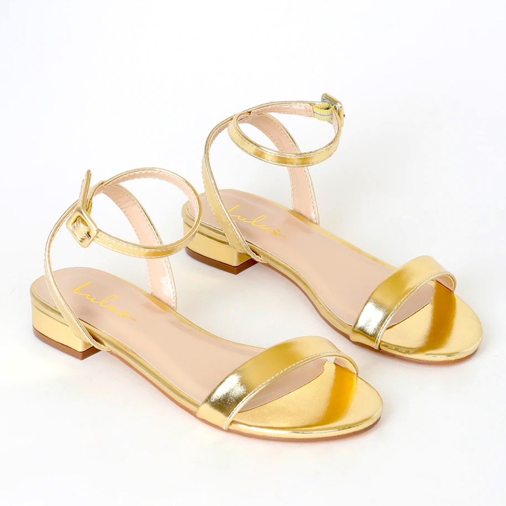 Darryian Gold Ankle Strap Sandals - NIB